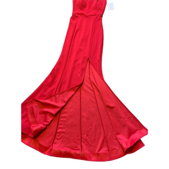 Teeze Me Women’s Crepe One Shoulder Sheath Red Prom Dress Size 1 NWT - Picture 7 of 8